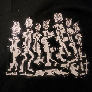 Graphic Skeleton Band Tee in Black and White